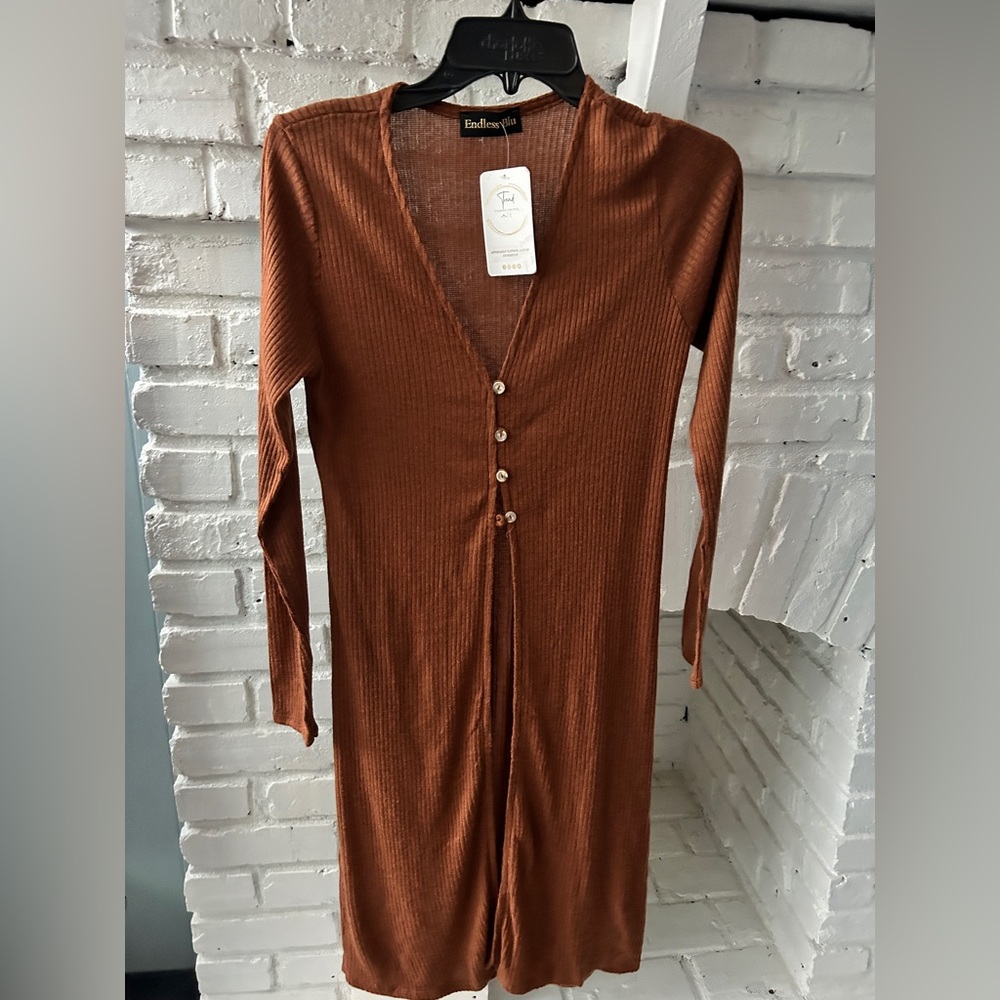 Endless Blu long half button cardigan
